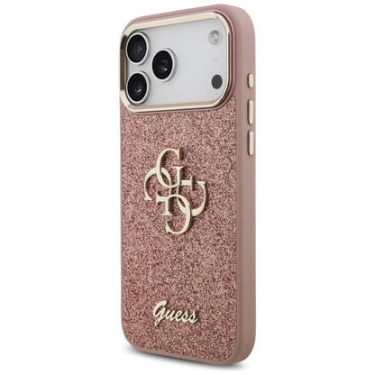 Etui til Apple iPhone 17 Pro Max, Guess, Fixed Glitter Big 4G Metal Frame, Pink
