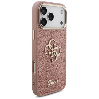 Etui til Apple iPhone 17 Pro Max, Guess, Fixed Glitter Big 4G Metal Frame, Pink