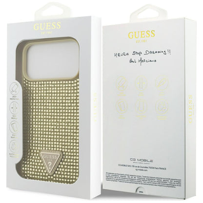 Etui til Apple iPhone 17 Pro Max, Guess, Rhinestone Triangle Logo, Gylden