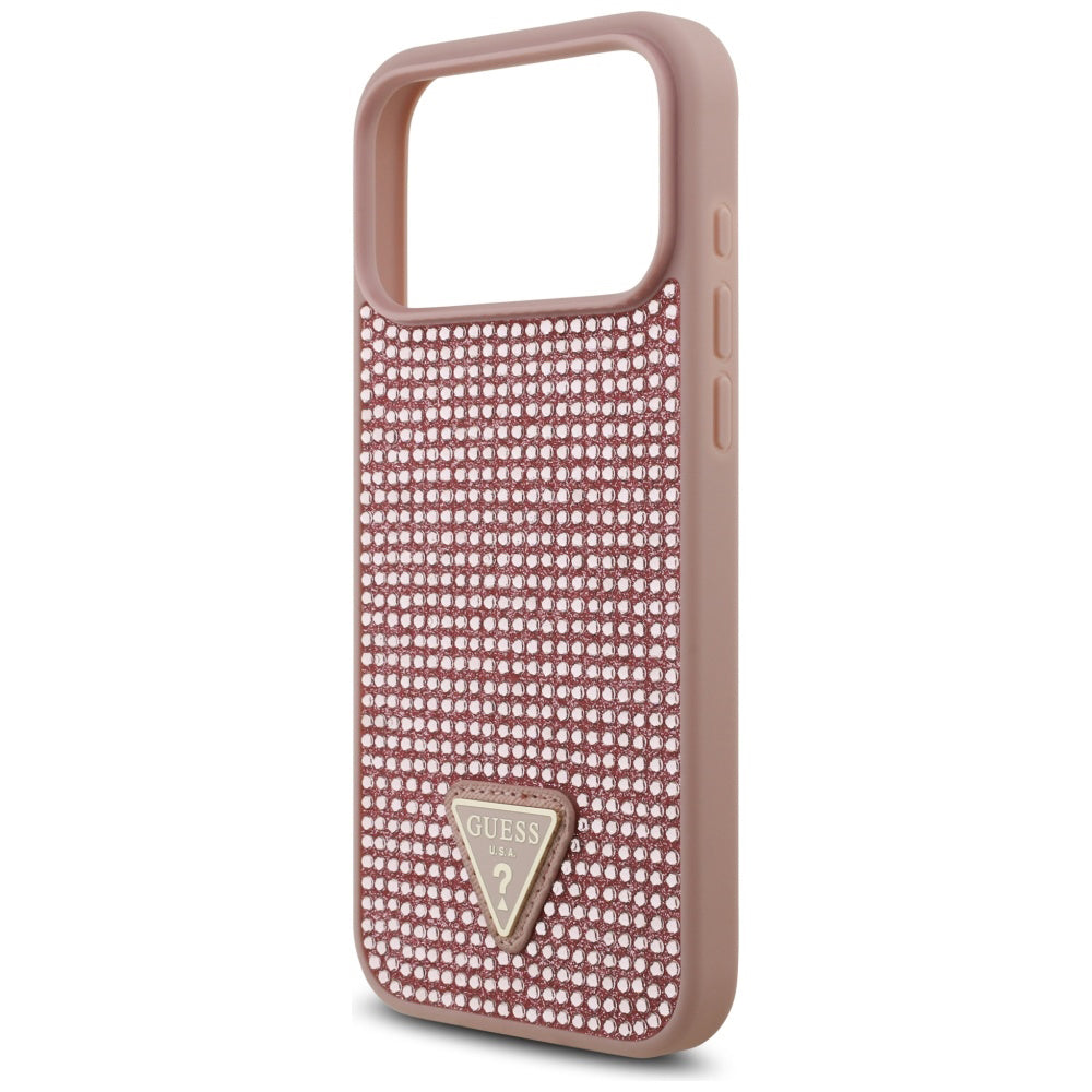 Etui til Apple iPhone 17 Pro Max, Guess, Rhinestone Triangle Logo, Pink