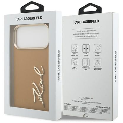 Etui til Apple iPhone 17 Pro Max, Karl Lagerfeld, Script Logo, Brun