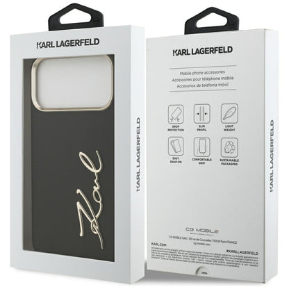 Etui til Apple iPhone 17 Pro Max, Karl Lagerfeld, Script Logo, Sort
