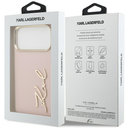 Etui til Apple iPhone 17 Pro Max, Karl Lagerfeld, Script Logo, Pink