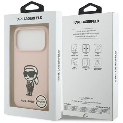 Cover til Apple iPhone 17 Pro Max, Karl Lagerfeld, Sketch and Logo Karl, Pink
