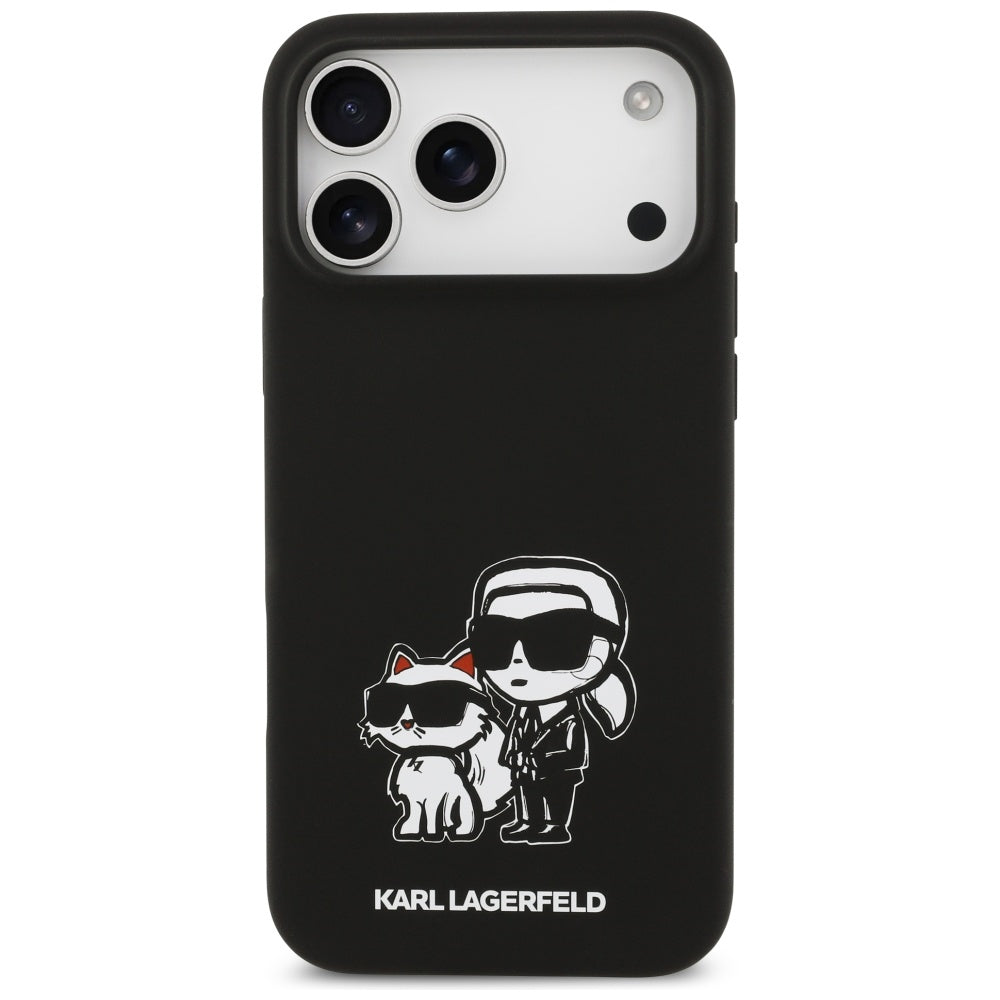 Etui til Apple iPhone 17 Pro Max, Karl Lagerfeld, Sketch and Logo Karl & Choupette, Sort