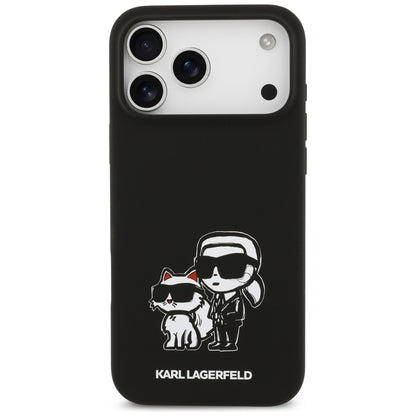 Etui til Apple iPhone 17 Pro Max, Karl Lagerfeld, Sketch and Logo Karl & Choupette, Sort
