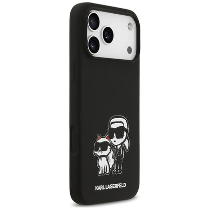 Etui til Apple iPhone 17 Pro Max, Karl Lagerfeld, Sketch and Logo Karl & Choupette, Sort