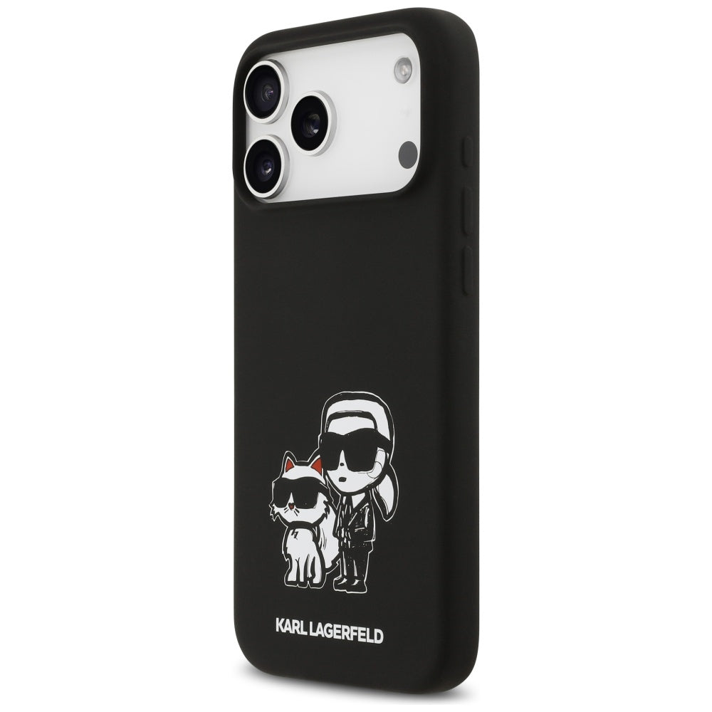 Etui til Apple iPhone 17 Pro Max, Karl Lagerfeld, Sketch and Logo Karl & Choupette, Sort
