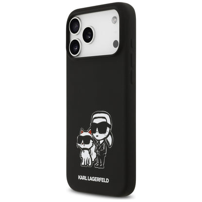 Etui til Apple iPhone 17 Pro Max, Karl Lagerfeld, Sketch and Logo Karl & Choupette, Sort