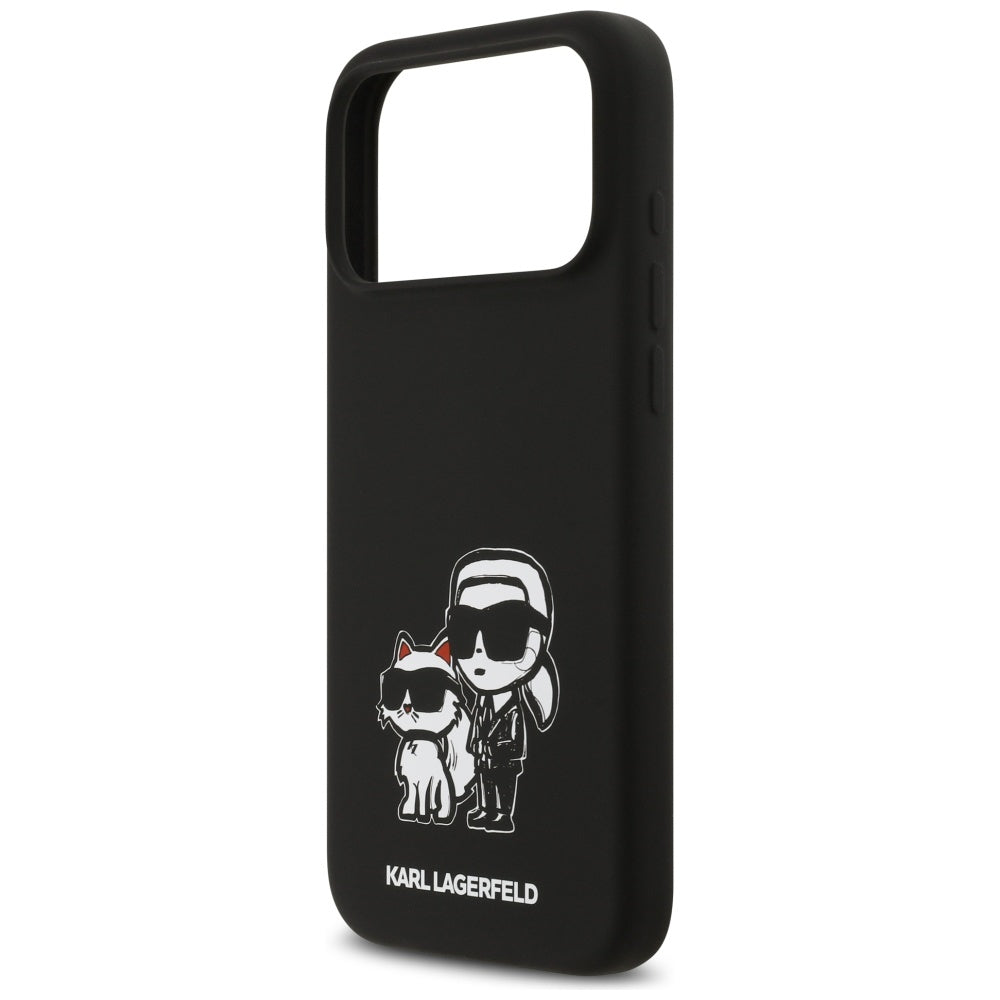 Etui til Apple iPhone 17 Pro Max, Karl Lagerfeld, Sketch and Logo Karl & Choupette, Sort