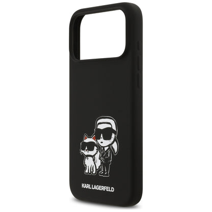Etui til Apple iPhone 17 Pro Max, Karl Lagerfeld, Sketch and Logo Karl & Choupette, Sort