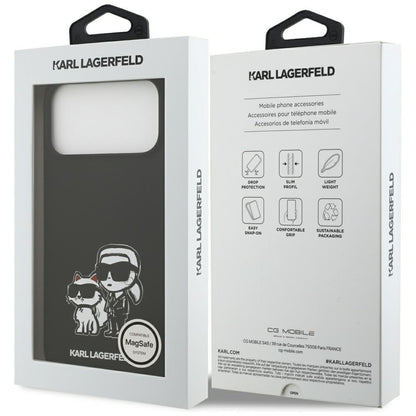 Etui til Apple iPhone 17 Pro Max, Karl Lagerfeld, Sketch and Logo Karl & Choupette, Sort