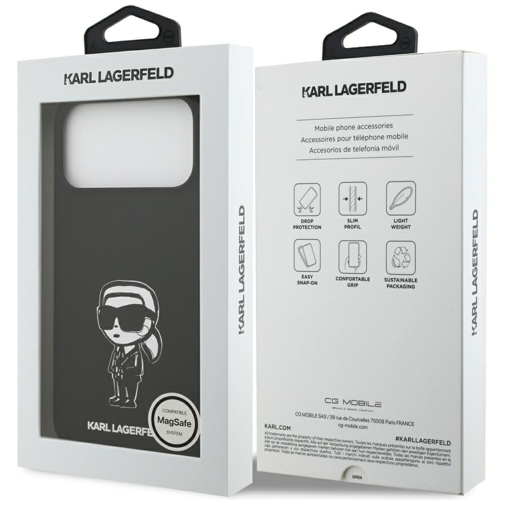 Etui til Apple iPhone 17 Pro Max, Karl Lagerfeld, Sketch and Logo Karl, Sort
