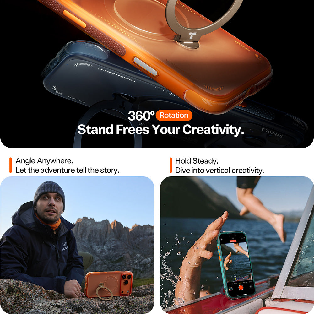 Etui til Apple iPhone 17 Pro Max, Torras, Ostand Spin Air, Blå