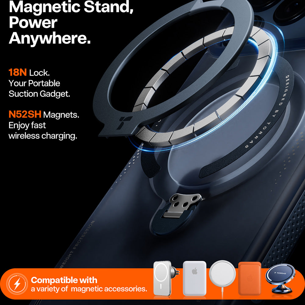 Etui til Apple iPhone 17 Pro Max, Torras, Ostand Spin Air, Blå