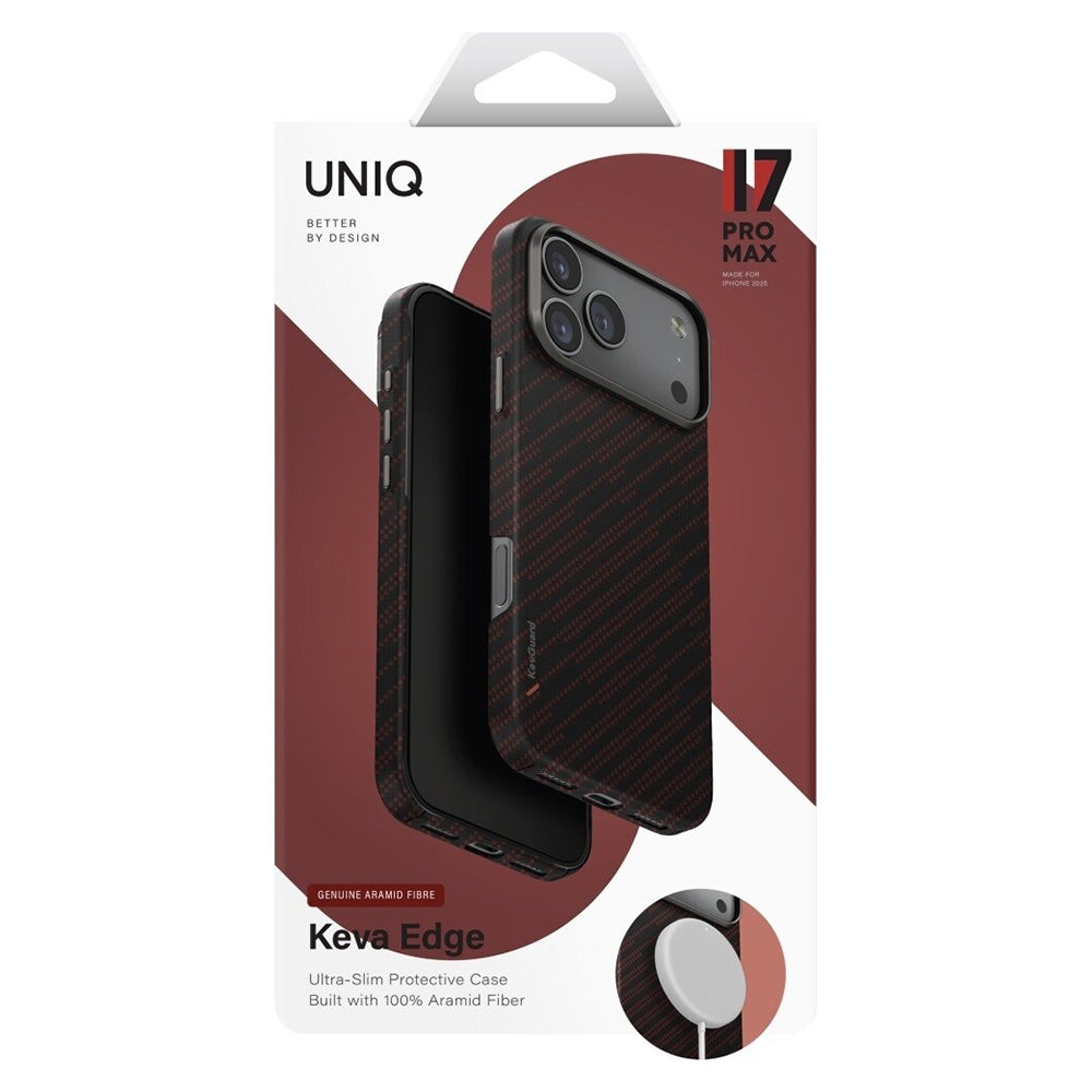 MagSafe cover til Apple iPhone 17 Pro Max, UNIQ, Keva MagClick, Sort Rød