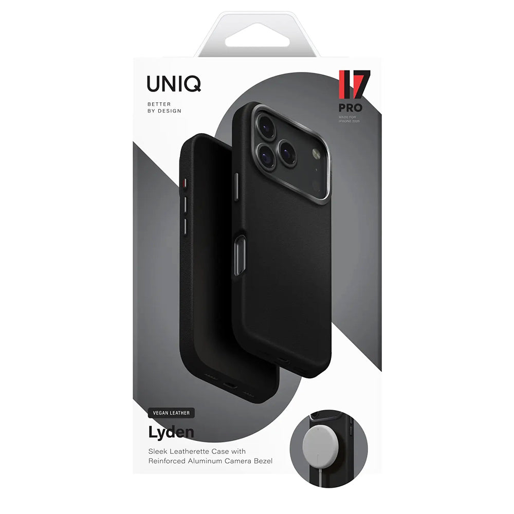 Etui til Apple iPhone 17 Pro, UNIQ, Lyden Leatherette, Sort