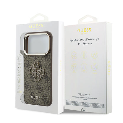 Cover til Apple iPhone 18 Pro / 17 Pro, Guess, 4G Big Resin Logo, Brun