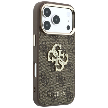 Case for Apple iPhone 18 Pro / 17 Pro, Guess, 4G Big Strass Logo, Brown