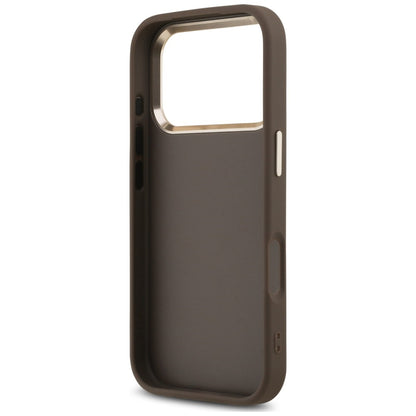 Etui til Apple iPhone 18 Pro / 17 Pro, Guess, 4G Classic Logo with Strap, gyldenbrun