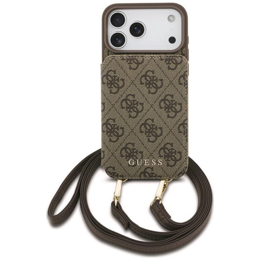 Etui til Apple iPhone 18 Pro / 17 Pro, Guess, 4G Crossbody Cardslot, brun