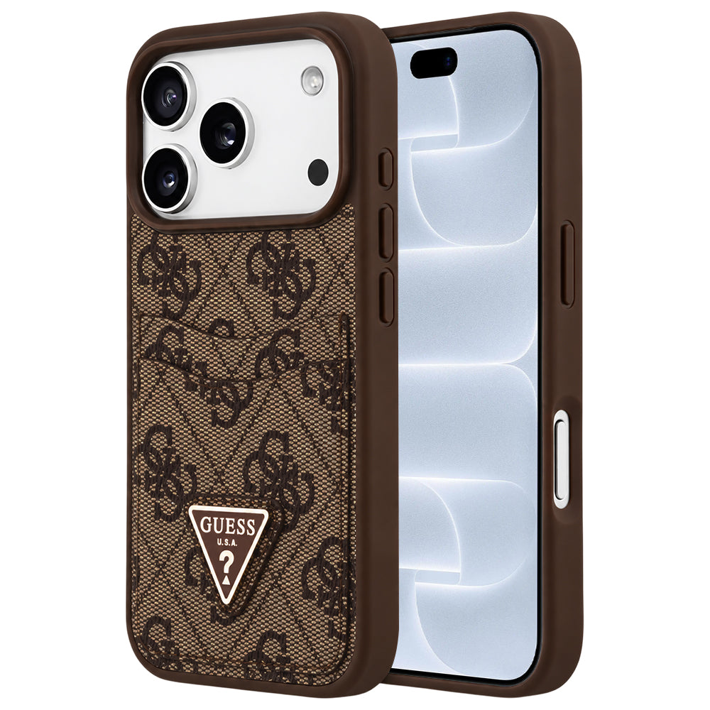 Etui til Apple iPhone 18 Pro / 17 Pro, Guess, 4G Double Card Triangle, brun