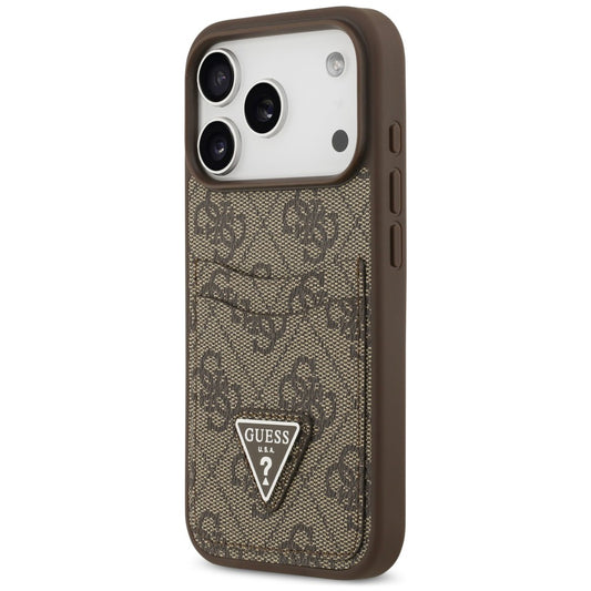 Etui til Apple iPhone 18 Pro / 17 Pro, Guess, 4G Double Card Triangle, brun