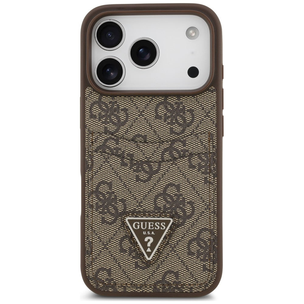 Etui til Apple iPhone 18 Pro / 17 Pro, Guess, 4G Double Card Triangle, brun