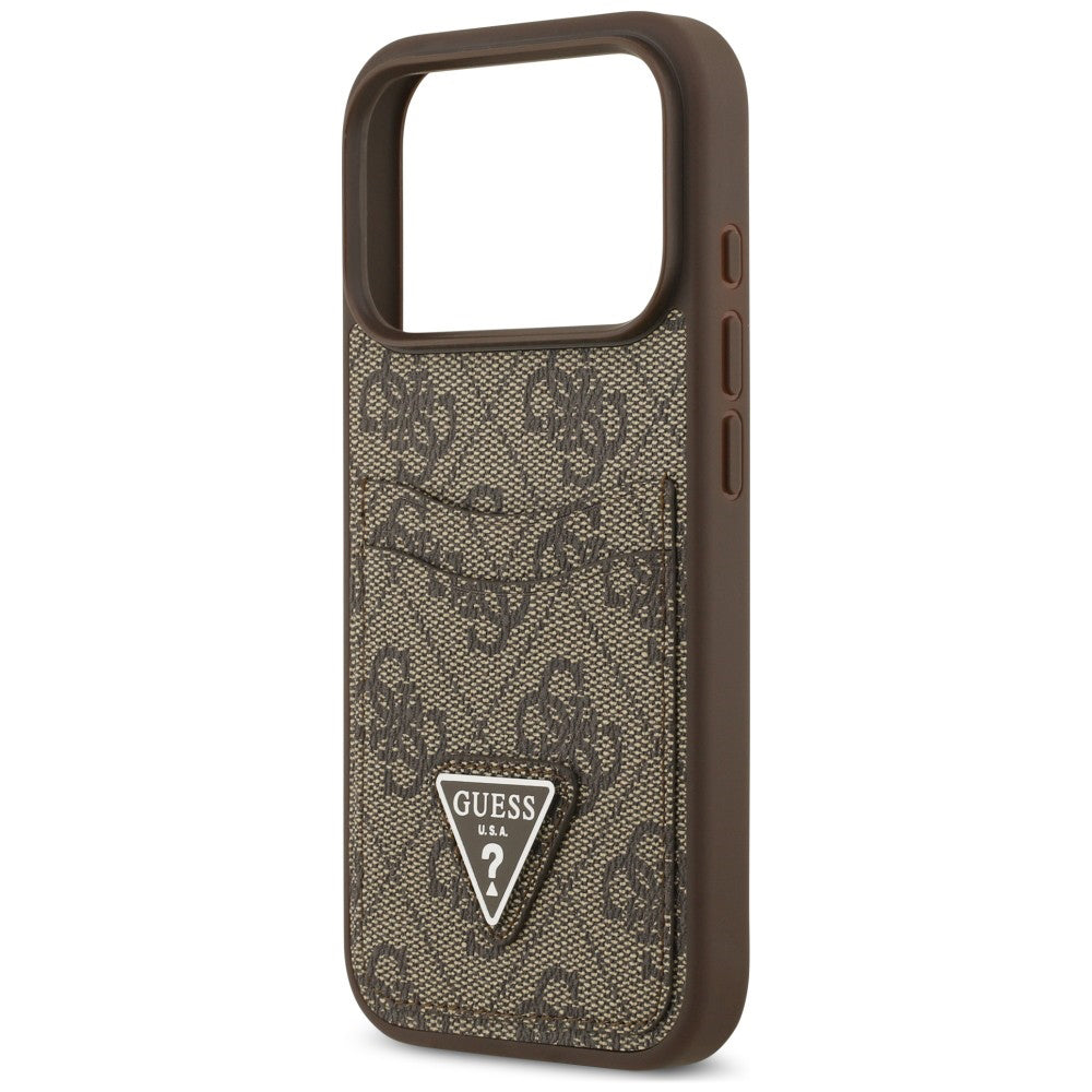 Etui til Apple iPhone 18 Pro / 17 Pro, Guess, 4G Double Card Triangle, brun