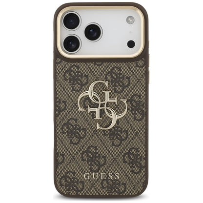 Etui til Apple iPhone 18 Pro / 17 Pro, Guess, Big 4G Classic Logo & Big Strap Metal Buttons, brun