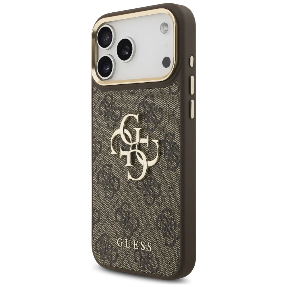 Etui til Apple iPhone 18 Pro / 17 Pro, Guess, Big 4G Classic Logo & Big Strap Metal Buttons, brun