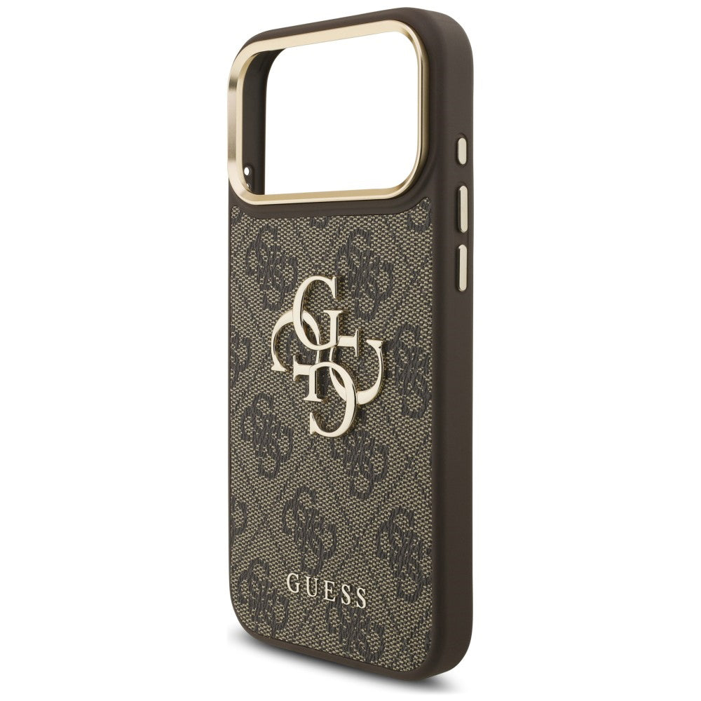 Etui til Apple iPhone 18 Pro / 17 Pro, Guess, Big 4G Classic Logo & Big Strap Metal Buttons, brun