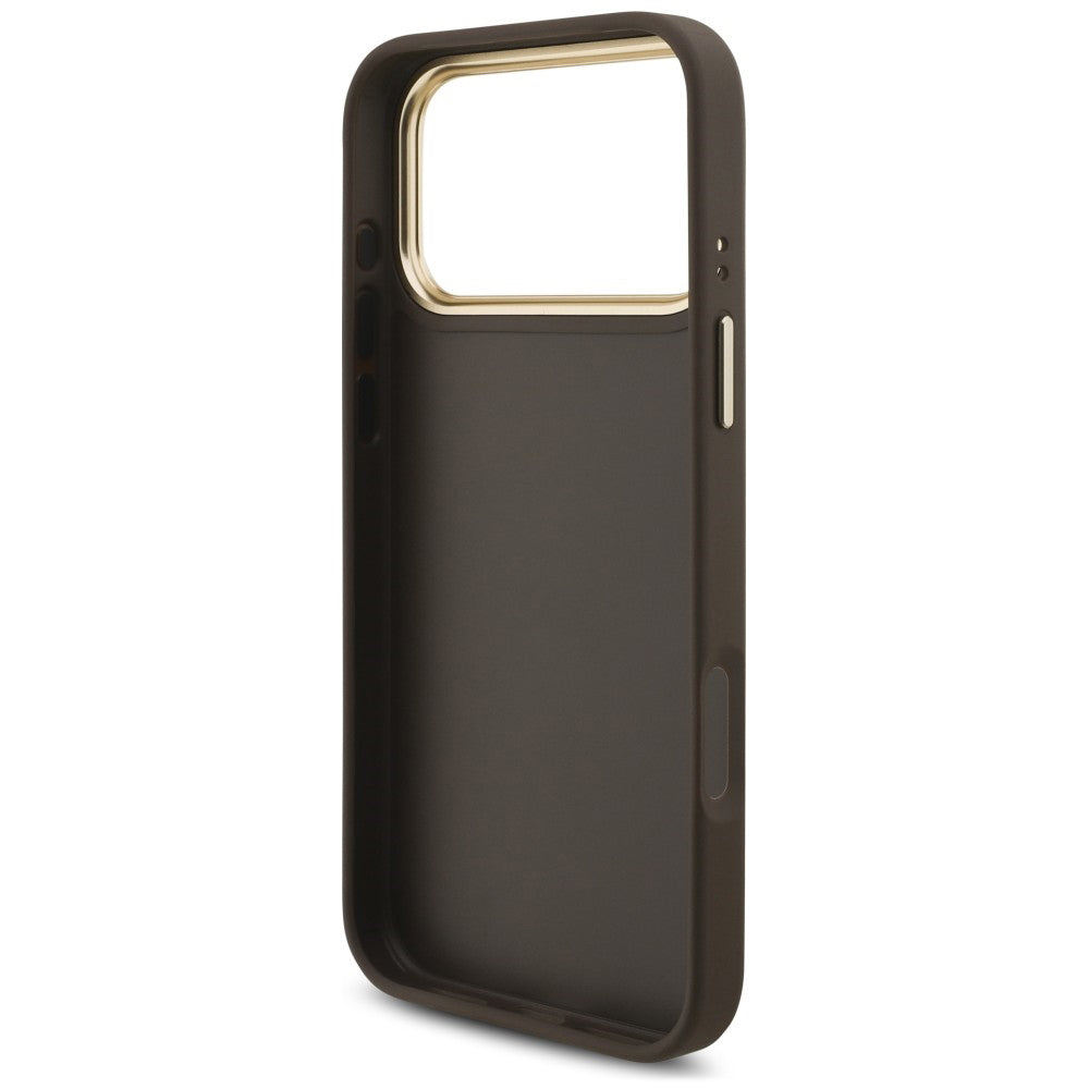 Etui til Apple iPhone 18 Pro / 17 Pro, Guess, Big 4G Classic Logo & Big Strap Metal Buttons, brun