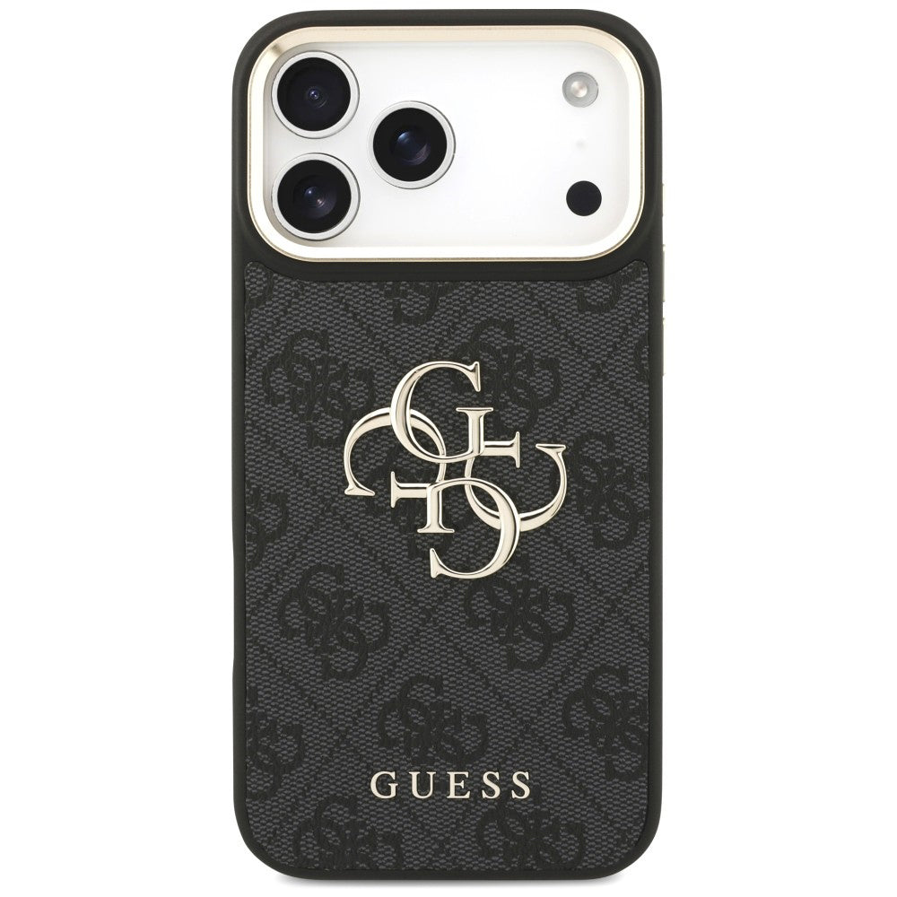 Case for Apple iPhone 18 Pro / 17 Pro, Guess, Big 4G Classic Logo & Big Strap Metal Buttons, Black