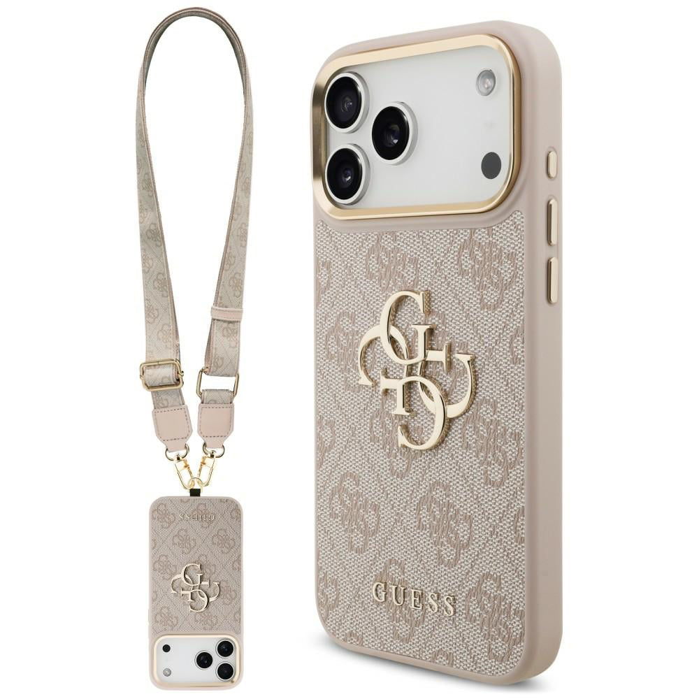 Etui til Apple iPhone 18 Pro / 17 Pro, Guess, Big 4G Classic Logo & Big Strap Metal Buttons, pink