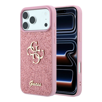 Cover til Apple iPhone 18 Pro / 17 Pro, Guess, Fixed Glitter Big 4G, Pink
