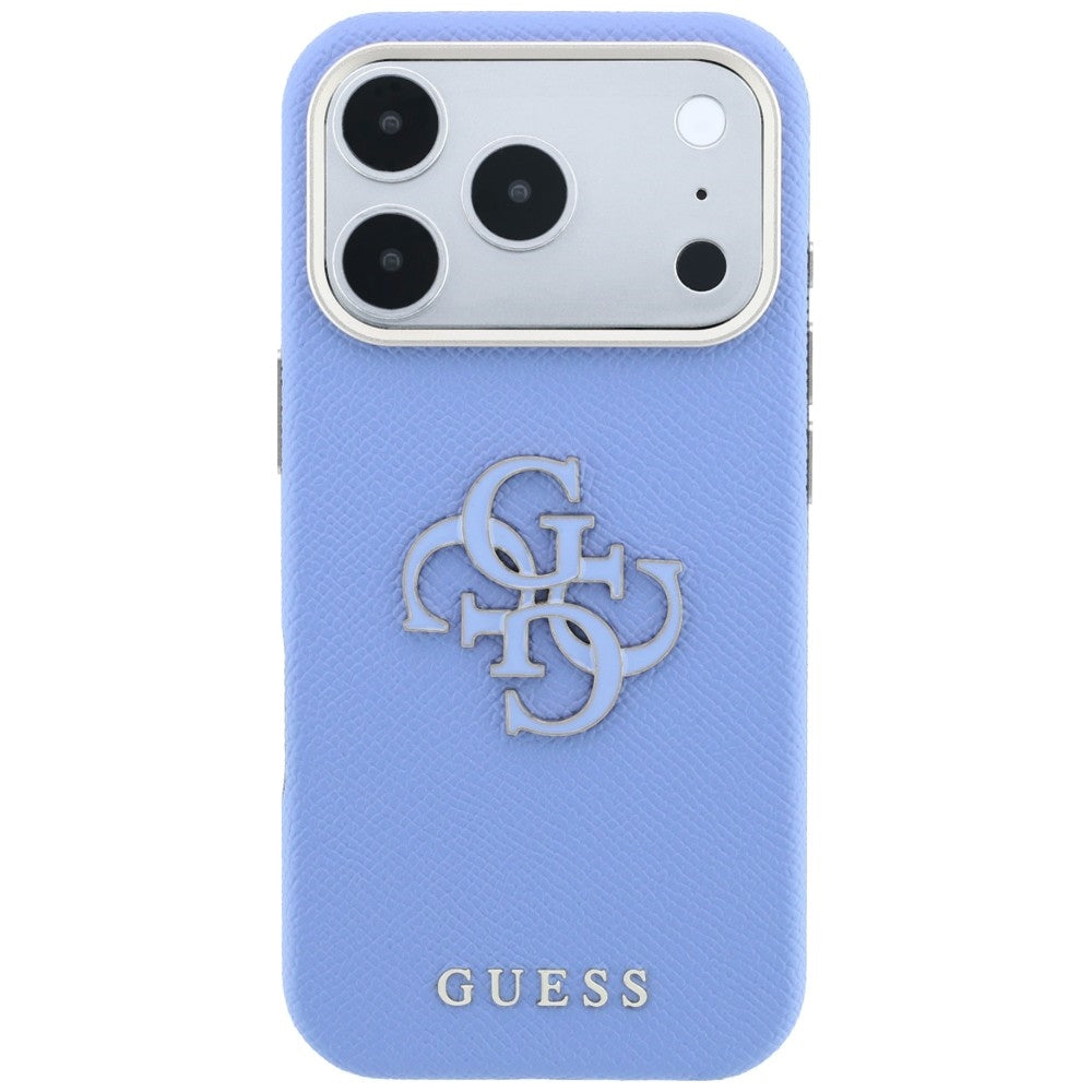 Cover til Apple iPhone 18 Pro / 17 Pro, Guess, Grained Big Resin Logo, Bleu