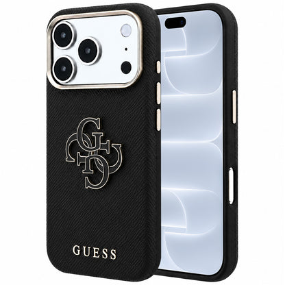 Cover til Apple iPhone 18 Pro / 17 Pro, Guess, Grained Big Resin Logo, Sort