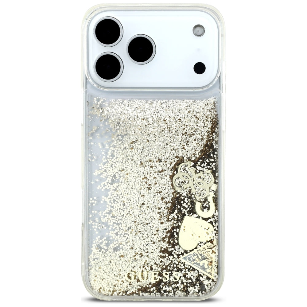 Etui til Apple iPhone 18 Pro / 17 Pro, Guess, Liquid Glitter Charms, gylden