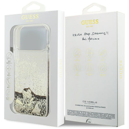 Etui til Apple iPhone 18 Pro / 17 Pro, Guess, Liquid Glitter Charms, gylden