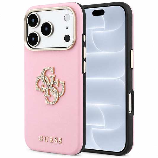 Etui til Apple iPhone 18 Pro / 17 Pro, Guess, Smooth Big Strass Logo, pink