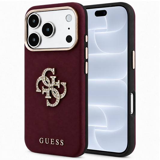Cover til Apple iPhone 18 Pro / 17 Pro, Guess, Smooth Big Strass Logo, Vinrød