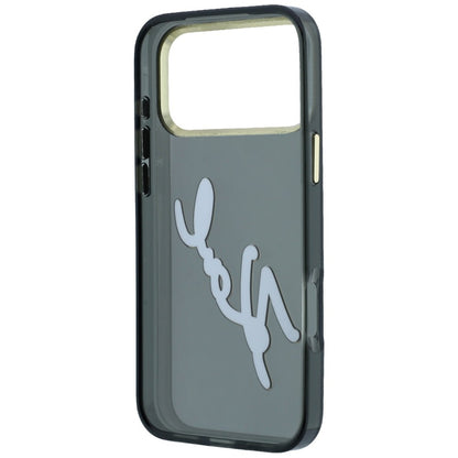 Cover til Apple iPhone 18 Pro / 17 Pro, Karl Lagerfeld, IML Big Signature Resin Logo og Metalramme, Sort