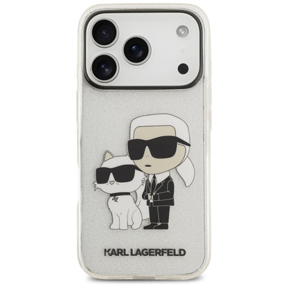 Case for Apple iPhone 18 Pro / 17 Pro, Karl Lagerfeld, IML Glitter Karl and Choupette NFT, Transparent