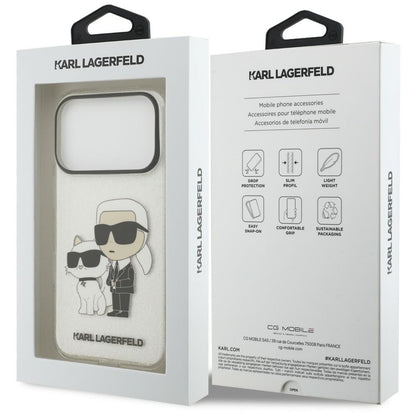 Case for Apple iPhone 18 Pro / 17 Pro, Karl Lagerfeld, IML Glitter Karl and Choupette NFT, Transparent
