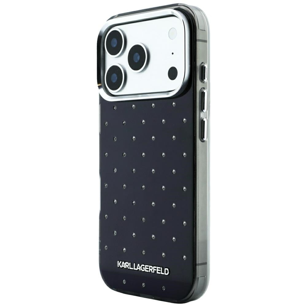 Cover til Apple iPhone 18 Pro / 17 Pro, Karl Lagerfeld, IML Rhinestones og Elektropletteret Logo, Sort