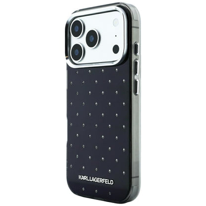 Cover til Apple iPhone 18 Pro / 17 Pro, Karl Lagerfeld, IML Rhinestones og Elektropletteret Logo, Sort