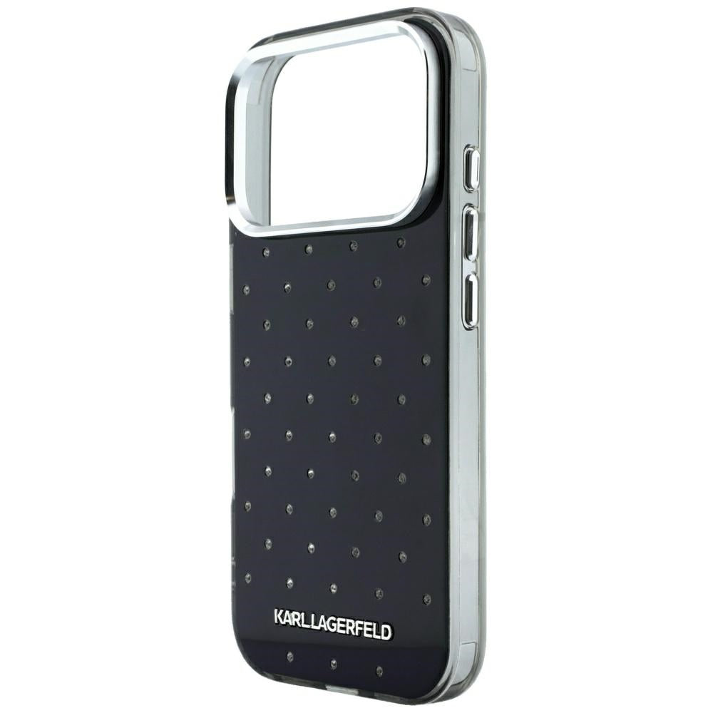 Cover til Apple iPhone 18 Pro / 17 Pro, Karl Lagerfeld, IML Rhinestones og Elektropletteret Logo, Sort