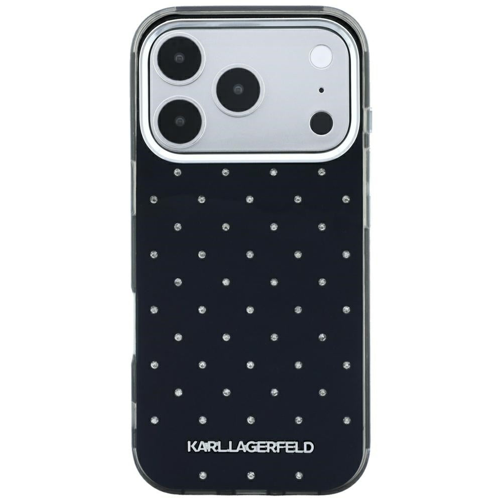 Cover til Apple iPhone 18 Pro / 17 Pro, Karl Lagerfeld, IML Rhinestones og Elektropletteret Logo, Sort
