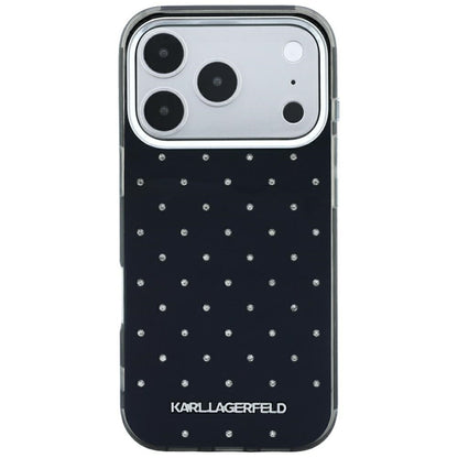 Cover til Apple iPhone 18 Pro / 17 Pro, Karl Lagerfeld, IML Rhinestones og Elektropletteret Logo, Sort